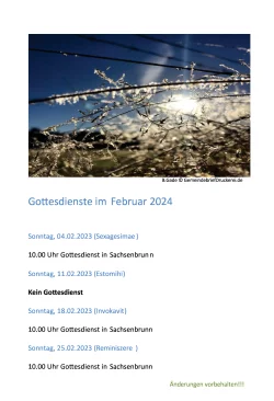 Gottesdienste im Februar 2024